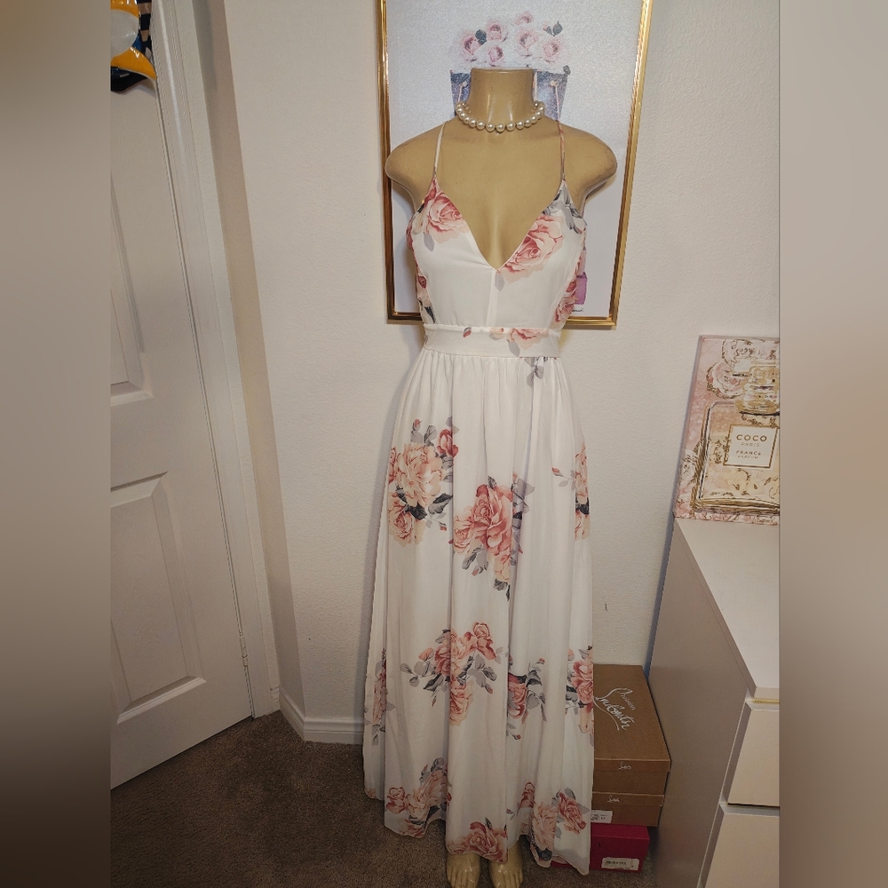 Lovely Day White and Pink Tiered Sundress